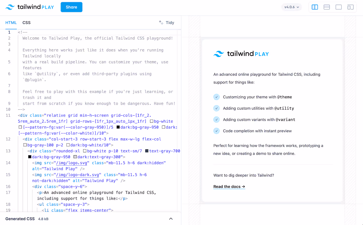Tailwind CSS Playground